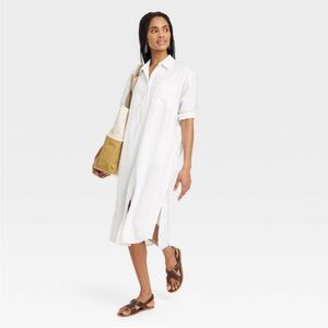 Universal Thread Women's 3/4 Sleeve Midi Button Down Shirt Dress  XS